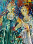 COLORAMA. Karen Peacock. Mixed-Media with Vintage Dresses. 24"X48"